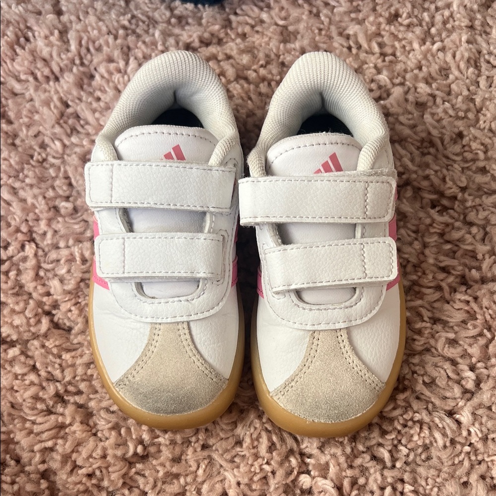 Adidas Toddler White and Pink Sneakers